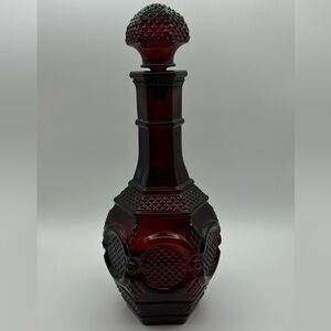 Avon Ruby Red Cape Cod Glassware 1876 Decanter with Stopper Vintage Collectable